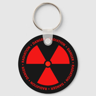Red Radiation Warning Key Ring