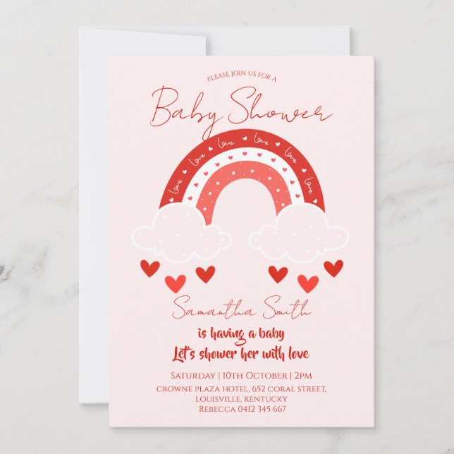 Red Rainbow baby shower  Invitation (Front)