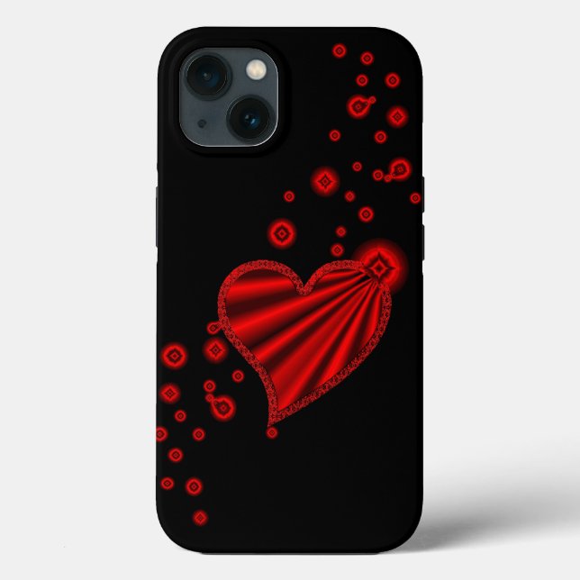 Red Rainbow Heart with Stars on Black Case-Mate iPhone Case (Back)