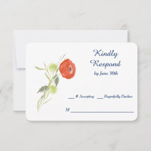 Red Ranuculus Flower Wedding RSVP
