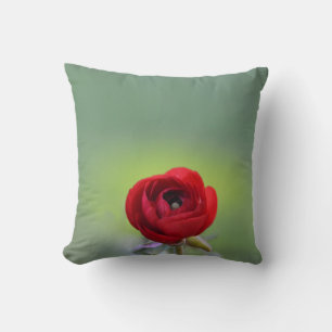 Red Ranunculus Blossom Throw Pillow