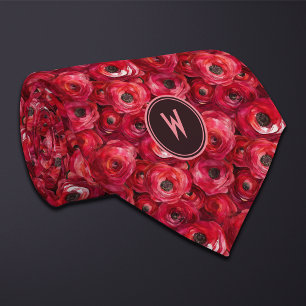 Red Ranunculus Floral  Tie