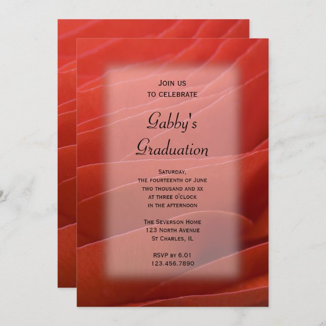 Red Ranunculus Graduation Party Invitation (Front/Back)