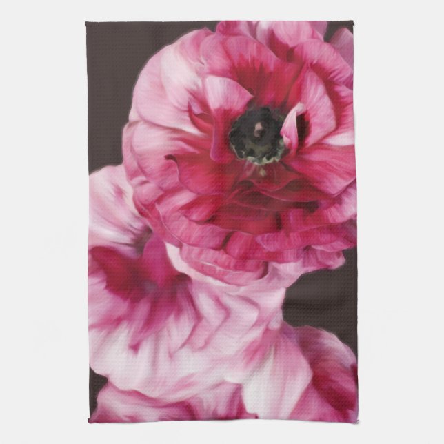 Red Ranunculus Tea Towel (Vertical)