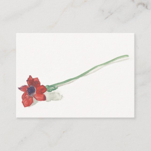 Red ranunculus watercolor enclosure card (Front)