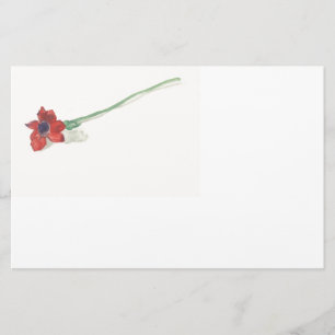 Red ranunculus watercolor stationery