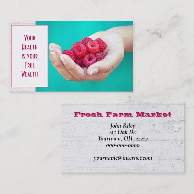Red Raspberries in Hand  Business Card (Front/Back)
