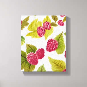 Red Raspberries Watercolor Fruit Modern Canvas Print