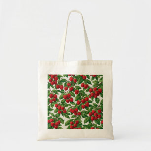 Red Raspberry Botanical Pattern Tote Bag