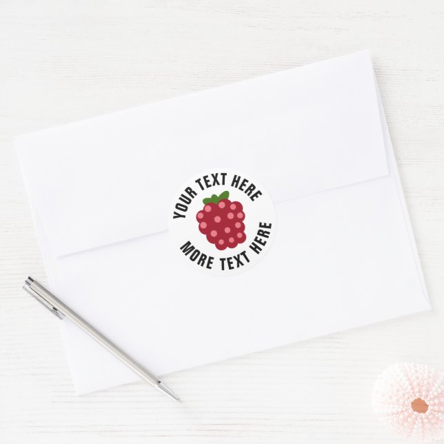 Red raspberry fruit custom round jam stickers (Envelope)