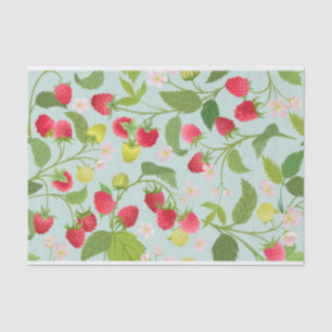 Red Raspberry Fruit, Leaves and Flowers   Tissue Paper