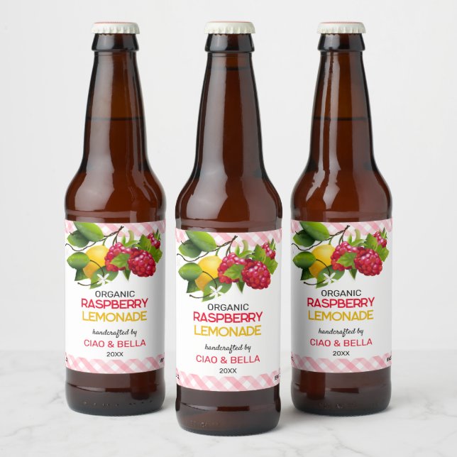 Red Raspberry Lemonade Beer Bottle Label (Bottles)