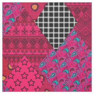 Red Raspberry Patchwork Fabric
