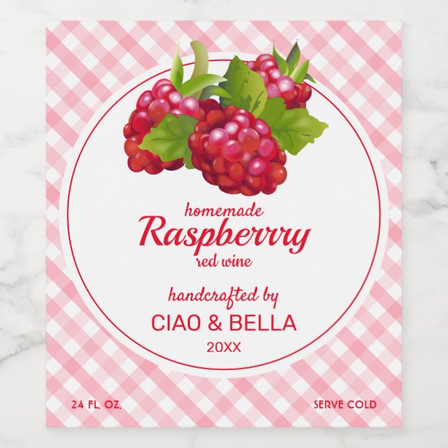 Red Raspberry Wine Label (Single Label)