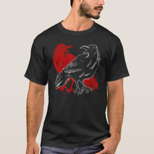 Red Raven Spooky Gothic Animal Forest Bird Black C T-Shirt