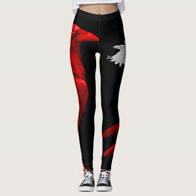 red raven with white crow leggings (Front)