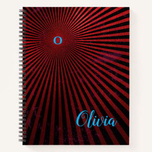 Red Rays Abstract Personalised Notebook
