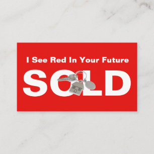 Red Real Estate Agent Sold Sign Business Card