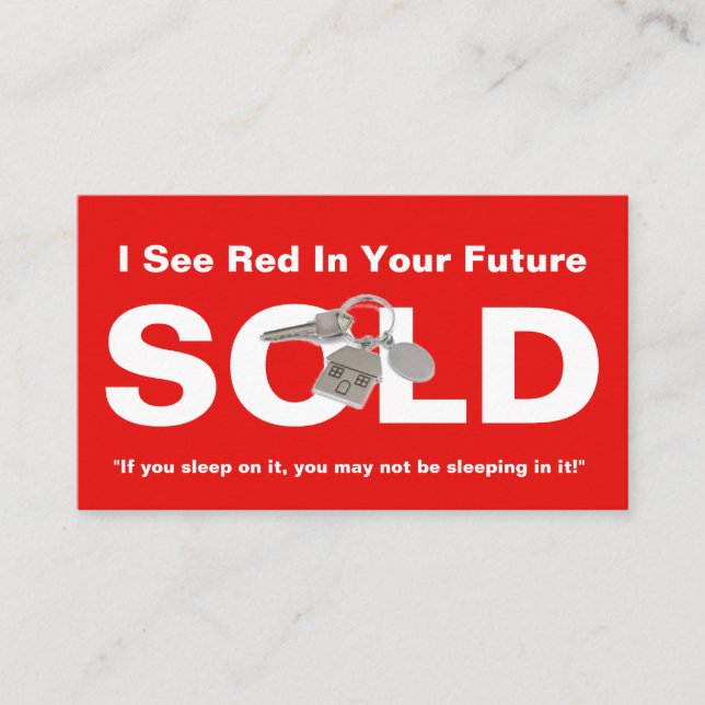 Red Real Estate Agent Sold Sign Business Card (Front)