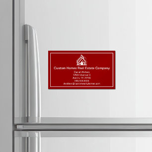 Red Real Estate Company Modern House Magnetic Business Card