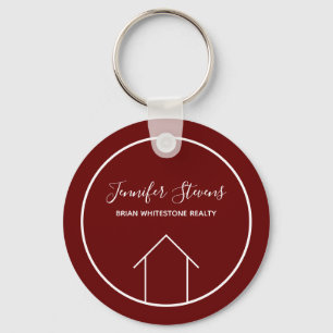 Red Real Estate Company Modern Personalized Realty Key Ring