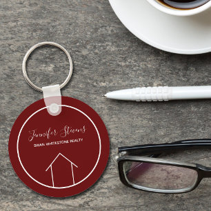 Red Real Estate Company Modern Personalized Realty Key Ring
