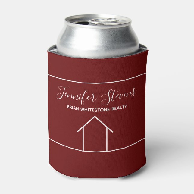 Red Real Estate Marketing Open House Custom Can Cooler (Can Front)