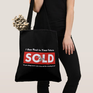 Red Real Estate Sold Sign Tote Grocery Shopping