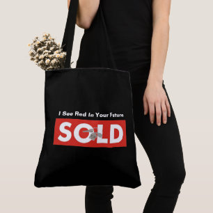 Red Real Estate Sold Sign Tote Grocery Shopping