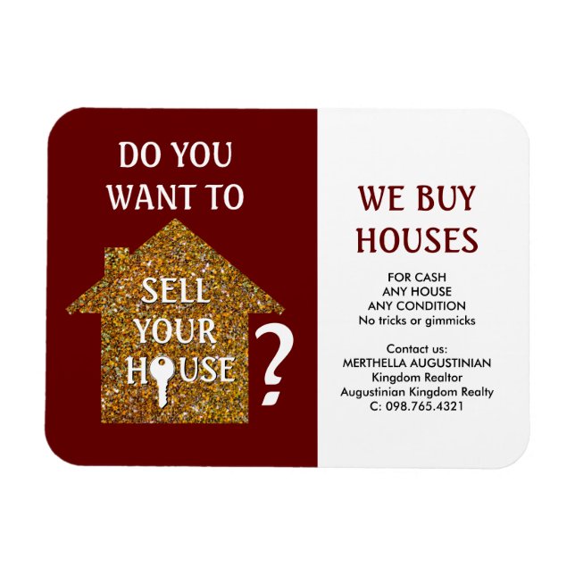 Red Realtor WE BUY HOUSES Magnet (Horizontal)