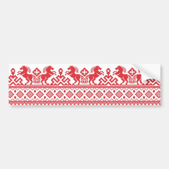Red rearing horses bumper sticker (Front)