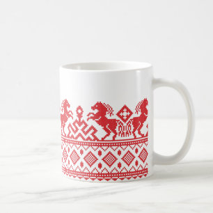 Red rearing horses coffee mug