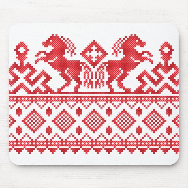 Red rearing horses mouse mat (Front)