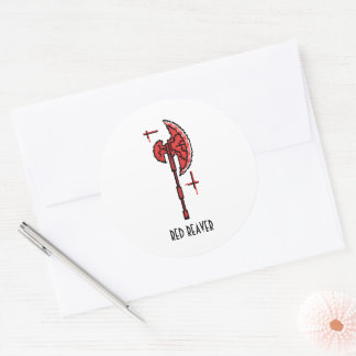 Red Reaver Crimson Battle Axe Fantasy Weapon Classic Round Sticker