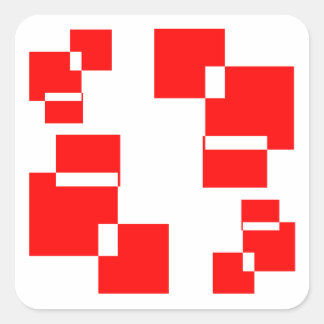 red rectangle intersected square sticker