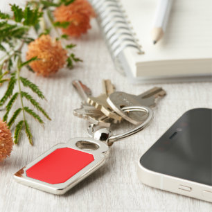 Red Rectangle Metal Keychain
