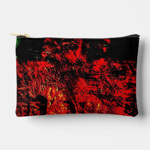 Red recycled Cut Sew Bag,Dark abstract texture Accessory Pouch