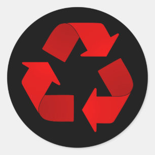 Red Recycling Symbol Classic Round Sticker