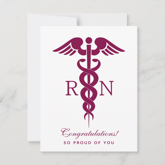 Red Red Caduceus Nurse Medical Symbol Holiday Card (Front)