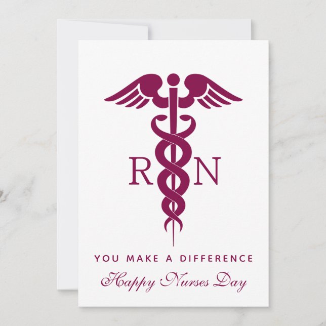 Red Red Caduceus Nurse Medical Symbol Holiday Card (Front)