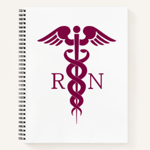 Red Red Caduceus Nurse Medical Symbol Notebook