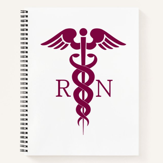 Red Red Caduceus Nurse Medical Symbol Notebook (Front)