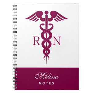 Red Red Caduceus Nurse Medical Symbol Notebook