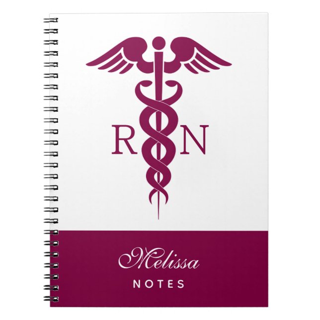 Red Red Caduceus Nurse Medical Symbol Notebook (Front)