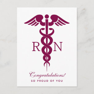 Red Red Caduceus Nurse Medical Symbol Postcard