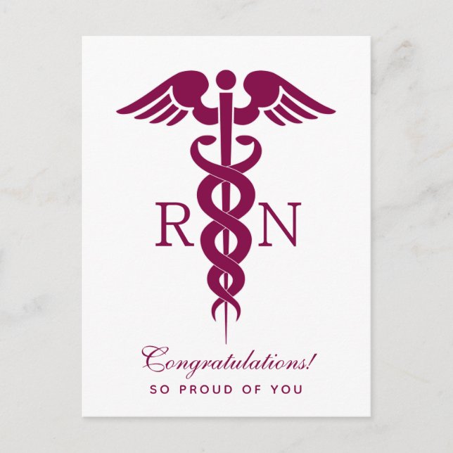 Red Red Caduceus Nurse Medical Symbol Postcard (Front)