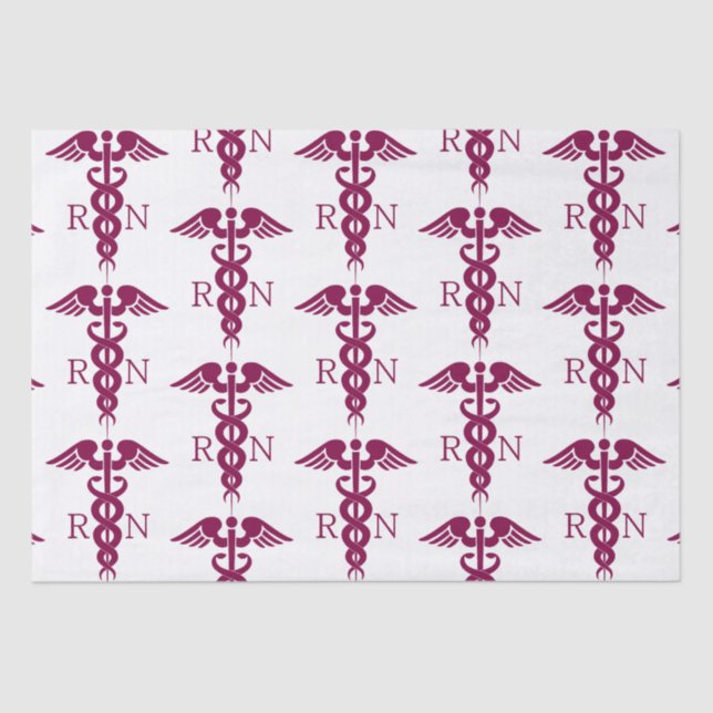 Red Red Caduceus Nurse Medical Symbol Tissue Paper (Front)
