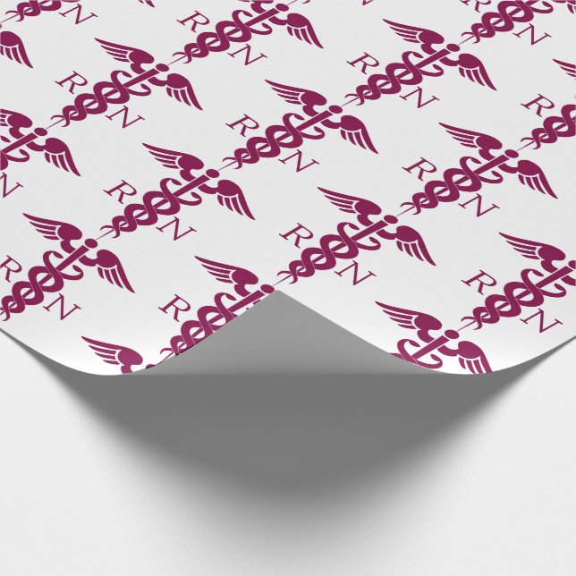 Red Red Caduceus Nurse Medical Symbol Wrapping Paper (Corner)
