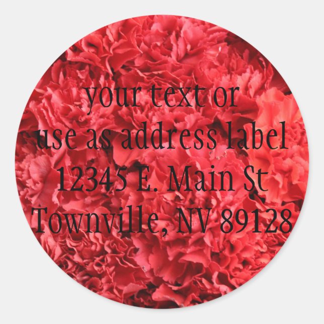 Red Red Carnations Classic Round Sticker (Front)