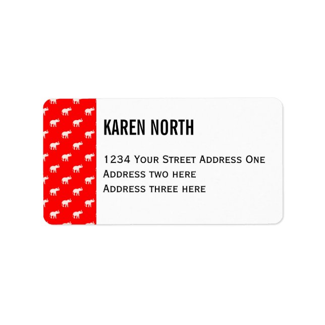 Red Red Elephant pattern Label (Front)
